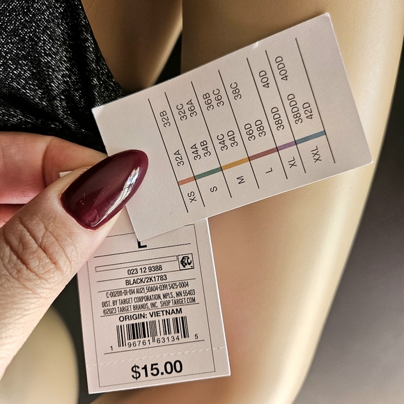 NWT Auden Unlined V-neck Strappy Criss Cross Back Bralette L Sparkly Black - Picture 5 of 5